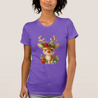 Cute Christmas Reindeer 3D Illustration | Holiday  T-shirt