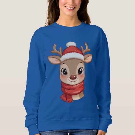 Cute Christmas Reindeer Cartoon  Trui (Voorkant)