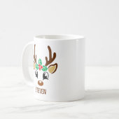 Cute Christmas reindeer face Koffiemok (Voorkant links)