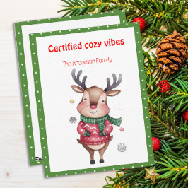 Cute christmas reindeer funny wish retro Postcard Feestdagenkaart