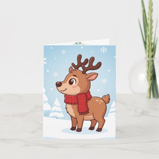 Cute Christmas Reindeer Kaart (Voorkant)