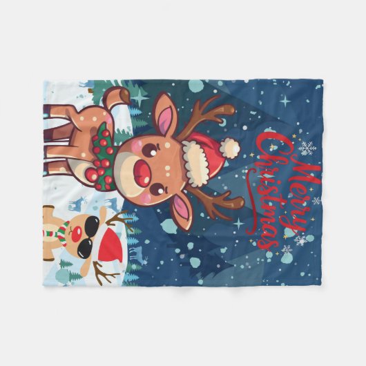 Cute Christmas Reindeer Kids Blanket Fleece Deken (Voorkant (Horizontaal))