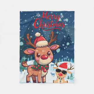 Cute Christmas Reindeer Kids Blanket Fleece Deken