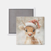 Cute Christmas Reindeer Magnet Magneet (Voorkant / Achterkant)