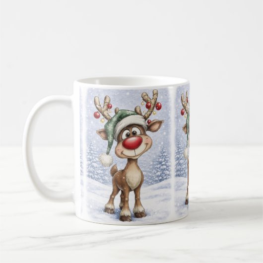 Cute Christmas Reindeer Mug (Gauche)
