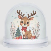 Cute Christmas Reindeer Scene Snowy Forest (Avant)