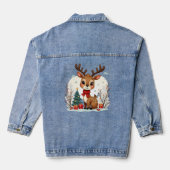 Cute Christmas Reindeer Scene Snowy Forest Denim Jacket (Achterkant)