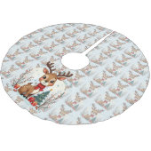 Cute Christmas Reindeer Scene Snowy Forest Kerstboom Rok (Gekanteld)