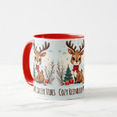 Cute Christmas Reindeer Scene Snowy Forest Mok (Voorkant links)