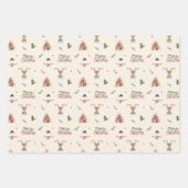 Cute Christmas Reindeer Snowman Pattern Whimsical  Inpakpapier Vel (Voorkant 3)