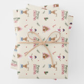 Cute Christmas Reindeer Snowman Pattern Whimsical  Inpakpapier Vel (In situ)