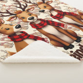 Cute Christmas Reindeer Trio with Plaid Scarves Sherpa Deken (3/4)