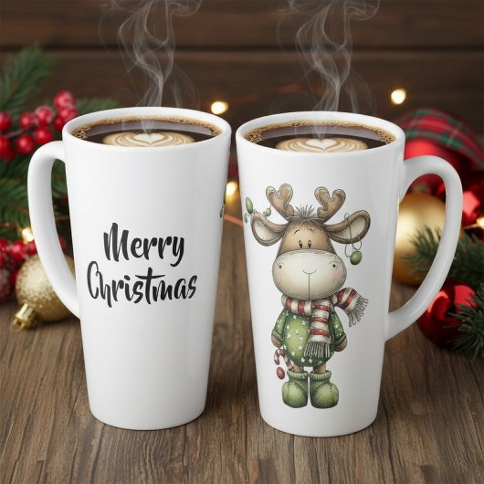 Cute christmas reindeers latte mok