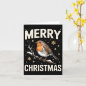 Cute Christmas Robin Merry Xmas Snow Scene Gardene Kaart (Gele Bloem)