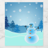 Cute christmas snewman wijn etiket (Enkel label)
