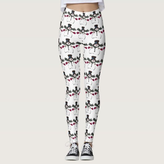Cute Christmas Snowman Leggings (Devant)