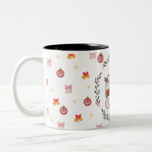 Cute Christmas Snowman Mug with Wreath (Gauche)