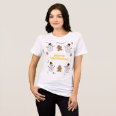 Cute Christmas Snowman Pattern Art Tri-Blend Shirt (Voorkant volledig)