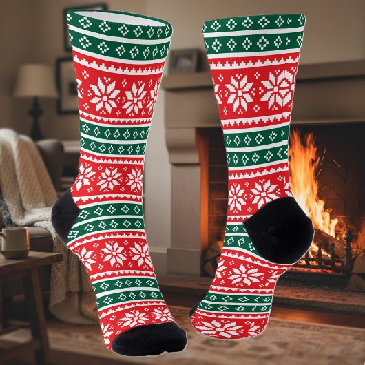Cute Christmas socks with nordic snowflake pattern Sokken