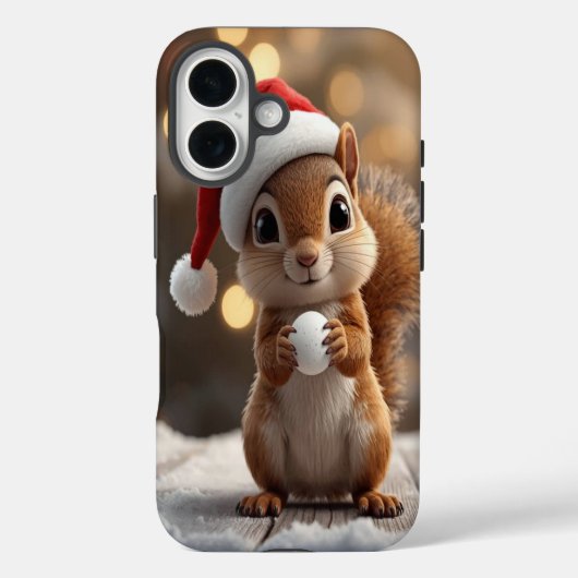 Cute Christmas Squirrel iPhone 16 Case (Achterkant)