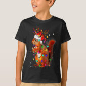 Cute Christmas Squirrel Lights Reindeer Xmas Holid T-shirt (Voorkant)