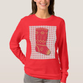 Cute Christmas Stocking Holiday Art on T-Shirt (Devant)