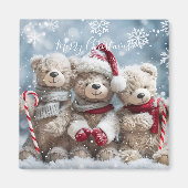 Cute Christmas Teddy Bear Magnet (Devant)