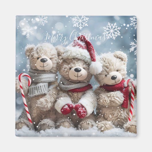 Cute Christmas Teddy Bear Magnet Magneet (Voorkant)