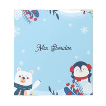 Cute Christmas Teddy Bear Teacher Notepad