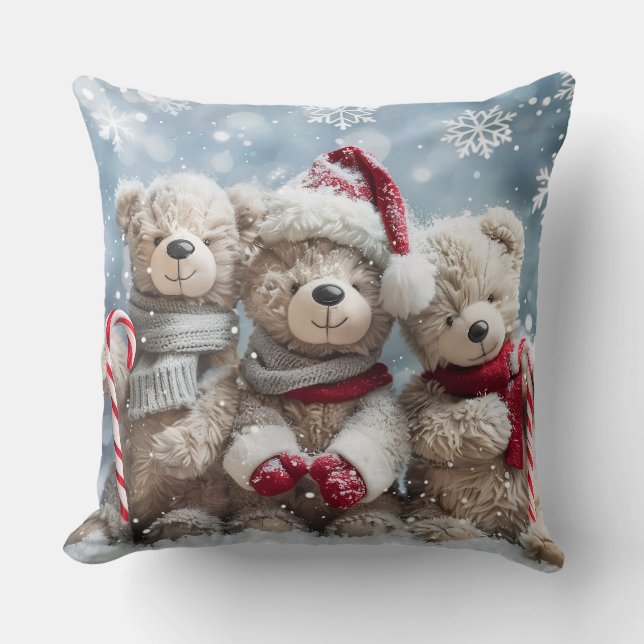 Cute Christmas Teddy Bear Throw Pillow Kussen (Voorkant)