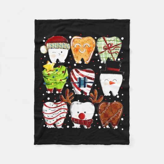 Cute Christmas Teeth Funny Christmas Dentist Denta Fleece Deken (Voorkant)