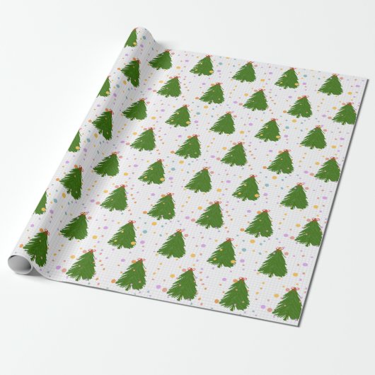 Cute Christmas Tree Pattern Cadeaupapier (Uitgerold)