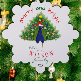 Cute Christmas Tree Peacock Paper Ornament Card Kaart