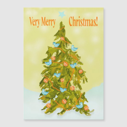 Cute Christmas Tree with Blue Birds (Voorkant)