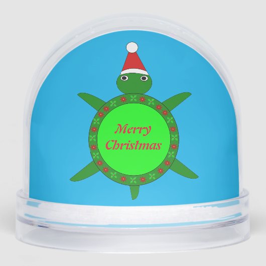 Cute Christmas Turtle with Flowery Shell Custom Sneeuwbol (Voorkant)