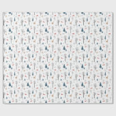 Cute Christmas Winter Animals & Elements Pattern. Cadeaupapier (Vlak)