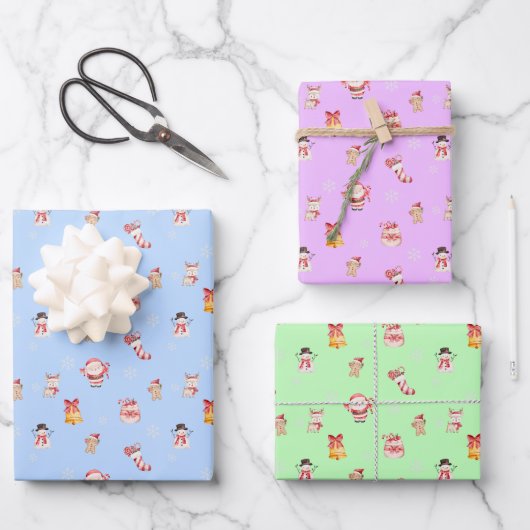 Cute Christmas Wrapping Paper Set (Voorkant)