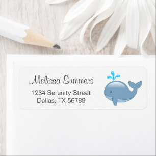 Cute Chubby Cartoon Whale Etiket