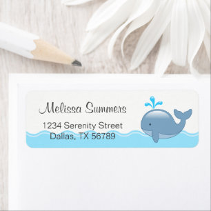 Cute Chubby Cartoon Whale Etiket