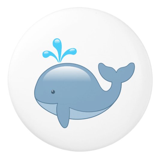 Cute Chubby Cartoon Whale Keramische Knop (Voorkant)
