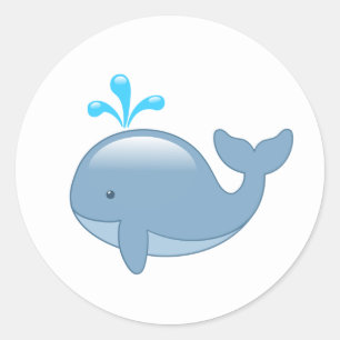 Cute Chubby Cartoon Whale Ronde Sticker