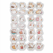 Cute Chubby Kawaii Cat Food Stickers – Sushi, Rame (Devant)