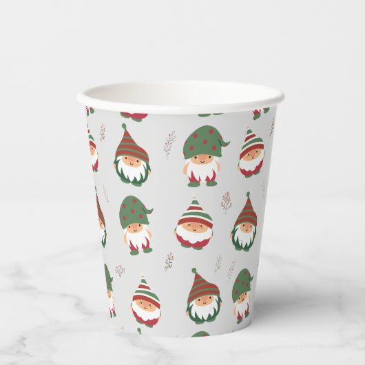 Cute Chubby Kerstmis Elves Pattern Papieren Bekers (Voorkant)