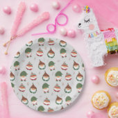 Cute Chubby Kerstmis Elves Pattern Papieren Bordje (Feest)