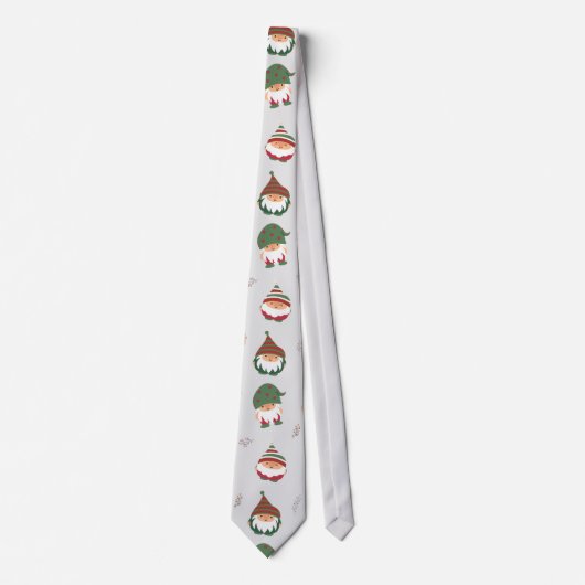 Cute Chubby Kerstmis Elves Pattern Stropdas (Voorkant)