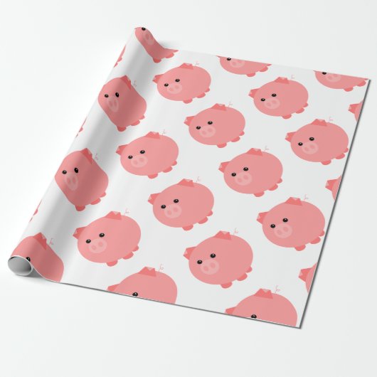 Cute Chubby Pig Cadeaupapier (Uitgerold)