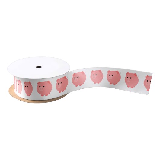 Cute Chubby Pig Satin Ribbon Lint (Spoel)
