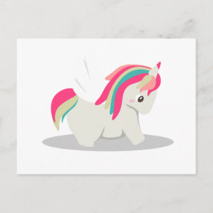 Cute chubby unicorn chibi blushing briefkaart