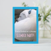 Cute Chubby White Sleeping Puppy Dog Slumber Party Kaart (Staand voorkant)