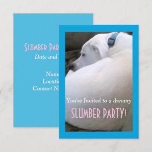 Cute Chubby White Sleeping Puppy Dog Slumber Party Kaart